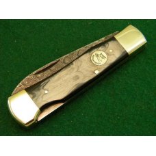 Weidmannsheil Solingen Germany Horn Damascus Lockback Knife - NIB