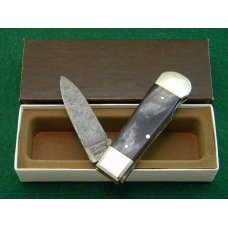 Weidmannsheil Solingen Germany Horn Damascus Lockback Knife - NIB