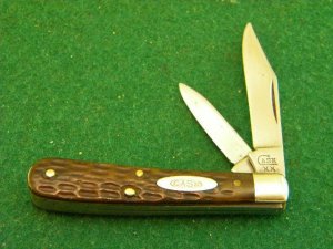 Rare Case XX (Circle C Tested Era) 6229 1/2  Green Bone Tadpole Knife C. 1940-1946