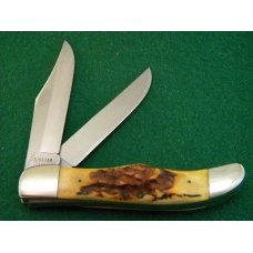 Case XX Stainless USA 3 Dot (1977) Stag 5265 SAB SSP Blue Scroll Folding Hunter Knife - Mint Case XX Stainless USA 3 Dot (1977) Stag 5265 SAB SSP Blue Scroll Folding Hunter Knife - Mint