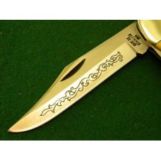 Case XX Stainless USA 3 Dot (1977) Stag 5265 SAB SSP Blue Scroll Folding Hunter Knife - Mint Case XX Stainless USA 3 Dot (1977) Stag 5265 SAB SSP Blue Scroll Folding Hunter Knife - Mint