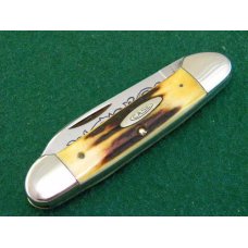 Case XX Stainless USA 3 Dot (1977) Stag 52131 SSP Blue Scroll Canoe Knife - Mint Case XX Stainless USA 3 Dot (1977) Stag 52131 SSP Blue Scroll Canoe Knife - Mint