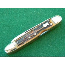 Fight'n Rooster Frank Buster Cut. Co. Germany Stag Lockback Knife - Mint
