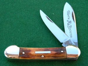 Fight'n Rooster Frank Buster Celebrated Cutlery Germany Stag Canoe Jack Knife - Mint