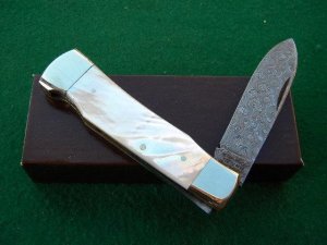 Weidmannsheil Solingen Germany Pearl Damascus Lockback Knife - NIB