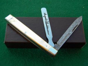 Weidmannsheil Solingen Germany Gold Lip Pearl Damascus Doctor's Knife - NIB