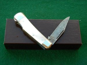 Weidmannsheil Solingen Germany Pearl Damascus Lockback Knife - NIB