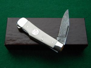 Weidmannsheil Solingen Germany Ivory Damascus Lockback Knife - NIB