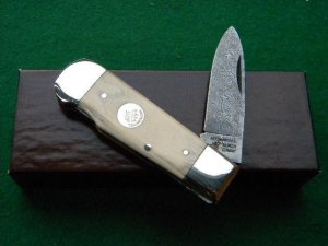 Weidmannsheil Solingen Germany Ivory Damascus Lockback Knife - NIB