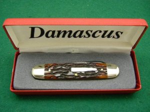 Remington UMC USA 2000 Genuine Bone R4353-D Damascus Silver Bullet Knife - NIB 