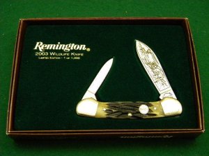 Remington USA Genuine Stag 2003 Wildlife Series Canoe Knife - NIB 