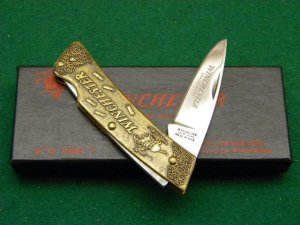 Winchester Trademark USA W 15 1989-1 Brass Lockback Knife - NIB
