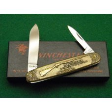 Winchester Trademark USA W 15 1998-3 Brass 2 Blade Pen Knife - NIB Winchester Trademark USA W 15 1998-3 Brass 2 Blade Pen Knife - NIB