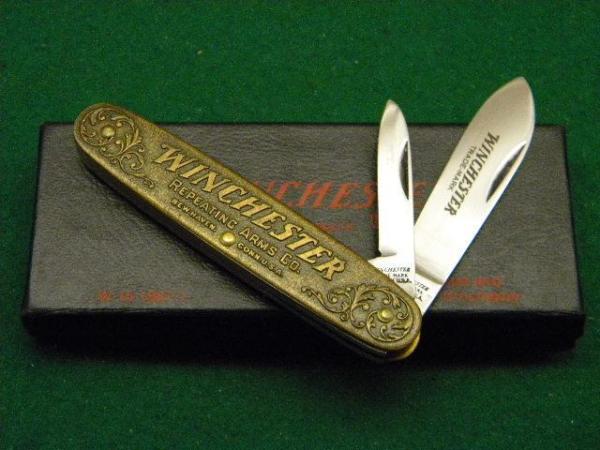 Winchester Trademark USA W 15 1987-1 Brass 2 Blade Pen Knife - NIB Winchester Trademark USA W 15 1987-1 Brass 2 Blade Pen Knife - NIB