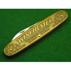 Winchester Trademark USA W 15 1987-1 Brass 2 Blade Pen Knife - NIB Winchester Trademark USA W 15 1987-1 Brass 2 Blade Pen Knife - NIB