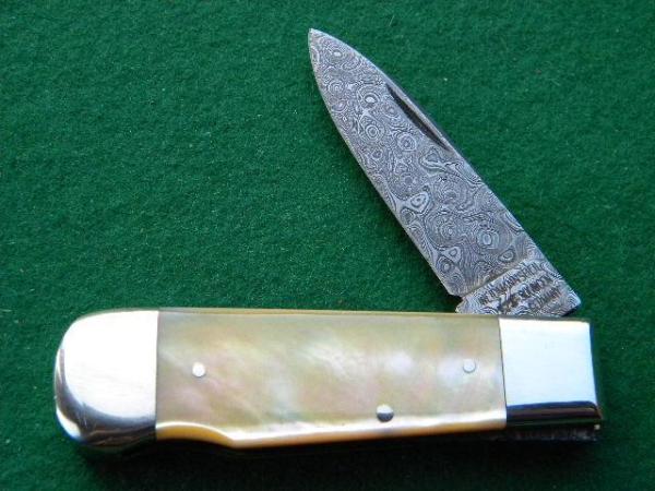 Weidmannsheil Solingen Germany Gold Lip Pearl Damascus Lockback Knife Weidmannsheil Solingen Germany Gold Lip Pearl Damascus Lockback Knife