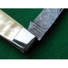 Weidmannsheil Solingen Germany Gold Lip Pearl Damascus Lockback Knife Weidmannsheil Solingen Germany Gold Lip Pearl Damascus Lockback Knife