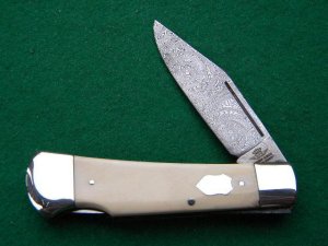 Friedrich Olbertz Solingen Germany Ivory Damascus Lockback Knife