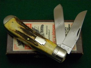 Schatt & Morgan Titusville PA. 1995 Stag 032101 Jumbo Trapper Knife - NIB
