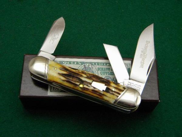 Schatt & Morgan Titusville PA. 2005 Stag 033163 Rail Splitter Stockman Knife - NIB Schatt & Morgan Titusville PA. 2005 Stag 033163 Rail Splitter Stockman Knife - NIB