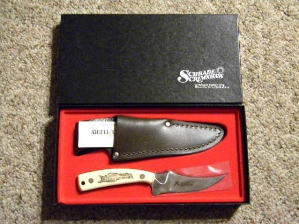 Schrade USA Scrimshawed SC502 Sheath Knife - NIB Schrade USA Scrimshawed SC502 Sheath Knife - NIB