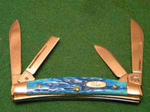 Case XX USA 2004 Mediterranean Blue Bone 6468 SS Congress Knife