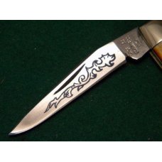 Case XX Stainless USA 52033 SSP 3 Dot (1977) Blue Sroll Stag 2 Blade Pen Knife - Mint Case XX Stainless USA 52033 SSP 3 Dot (1977) Blue Sroll Stag 2 Blade Pen Knife - Mint