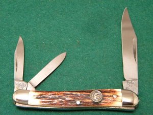 Hen and Rooster Bertram Cutlery Solingen Germany Stag 203 DS Whittler Knife c.1980's