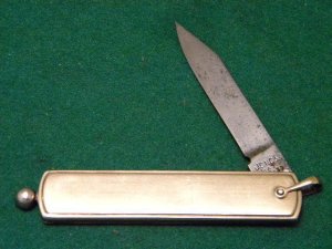 J.C.N. Co. Pat. 11-9-37 Gold Filled Pull Ball Switch Blade Knife - c.1937-1948