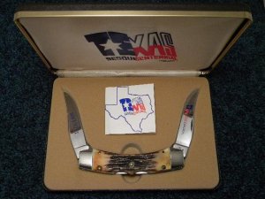 Case XX SS USA 9 Dot (1981) Stag Texas Lockhorn Knife - Texas Sesquicentennial 1836-1986