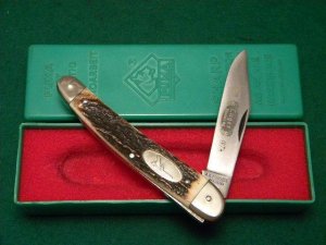 Puma Germany Stainless - A.G. Russel 1974 Luger Pistole 08 835 CK Stag Knife - NIB