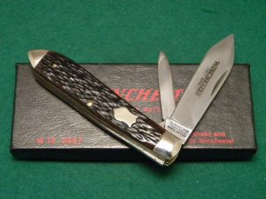 Winchester Trademark USA 1987 Bone 2857 Torpedo Jack Knife - NIB