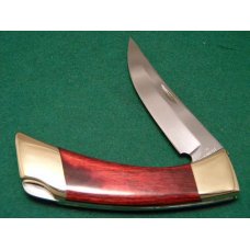 Browning USA Brass/Wood Lockback Knife and Leather Pouch Browning USA Brass/Wood Lockback Knife and Leather Pouch