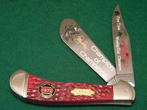 Case XX Bradford, PA USA 1991 Bone Winston Cup Champion Richard Petty Saddlehorn Knife
