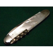 E Bruckmann Ohligs Solingen Germany Pearl Corkscrew Knife - C. 1891-1956 E Bruckmann Ohligs Solingen Germany Pearl Corkscrew Knife - C. 1891-1956