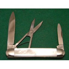E Bruckmann Ohligs Solingen Germany Pearl 3 Blade Scissors Knife - C. 1891-1956 E Bruckmann Ohligs Solingen Germany Pearl 3 Blade Scissors Knife - C. 1891-1956