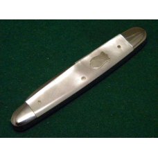 E Bruckmann Germany Pearl Whittler Knife w/Shield - C. 1891-1956 E Bruckmann Germany Pearl Whittler Knife w/Shield - C. 1891-1956