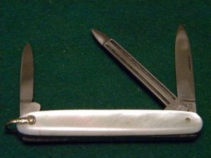 E Bruckmann Solingen Germany Pearl Fob Knife - C. 1891-1956