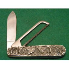 Smokey Mountain Knife Works Fighting Cocks Knife with Cock Spur Saw - Shaw Leibowitz Handles Smokey Mountain Knife Works Fighting Cocks Knife with Cock Spur Saw - Shaw Leibowitz Handles