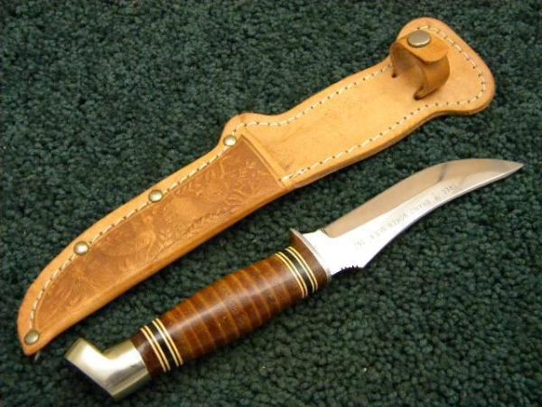 Boker Tree Brand USA 162 Stacked Leather Sheath Knife c.1950's-1960's Boker Tree Brand USA 162 Stacked Leather Sheath Knife c.1950's-1960's