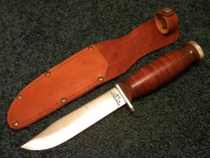 Schrade Walden NY USA H-15 Stacked Leather Fixed Blade Sheath Knife