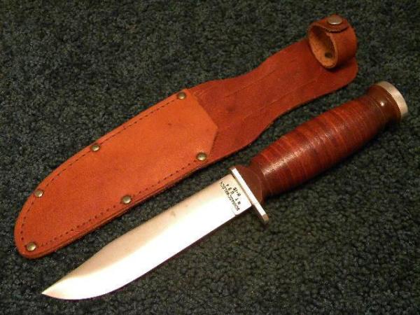 Schrade Walden NY USA H-15 Stacked Leather Fixed Blade Sheath Knife Schrade Walden NY USA H-15 Stacked Leather Fixed Blade Sheath Knife