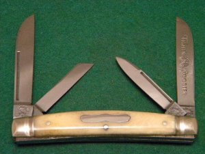 Fight'n Rooster Frank Buster Celebrated Cutlery Germany Bone 4 Blade Congress Knife - Rare