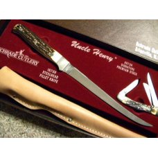 Schrade + USA Uncle Henry Gift Set 897UH Staglon Stockman & 167 Staglon Filet Knife with Sheath NIB Schrade + USA Uncle Henry Gift Set 897UH Staglon Stockman & 167 Staglon Filet Knife with Sheath NIB