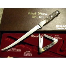 Schrade + USA Uncle Henry Gift Set 897UH Staglon Stockman & 167 Staglon Filet Knife with Sheath NIB Schrade + USA Uncle Henry Gift Set 897UH Staglon Stockman & 167 Staglon Filet Knife with Sheath NIB