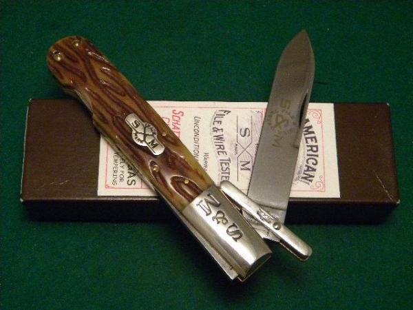 Schatt & Morgan Titusville PA. 2007 Bone 04121L File & Wire Swing Guard Lockback Knife - NIB Schatt & Morgan Titusville PA. 2007 Bone 04121L File & Wire Swing Guard Lockback Knife - NIB