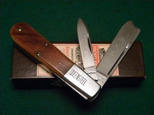Schatt & Morgan Titusville PA. 1991 Bone 042369 One Arm Razor Barlow Knife - NIB