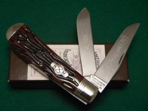 Schatt & Morgan Titusville PA. Bone 042101 File & Wire Jumbo Trapper Knife - NIB Schatt & Morgan Titusville PA. Bone 042101 File & Wire Jumbo Trapper Knife - NIB