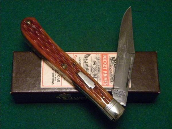 Schatt & Morgan Titusville PA. 1991 Bone 041811 Slimline Trapper / Farmers Knife - NIB Schatt & Morgan Titusville PA. 1991 Bone 041811 Slimline Trapper / Farmers Knife - NIB