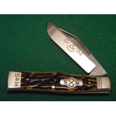 Schatt & Morgan Titusville PA. 2005 Bone 041140 File & Wire Gunstock 1 Blade Knife - NIB Schatt & Morgan Titusville PA. 2005 Bone 041140 File & Wire Gunstock 1 Blade Knife - NIB